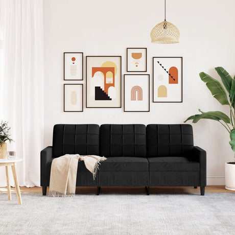 Vidaxl driezitsbank 180 cm fluweel zwart