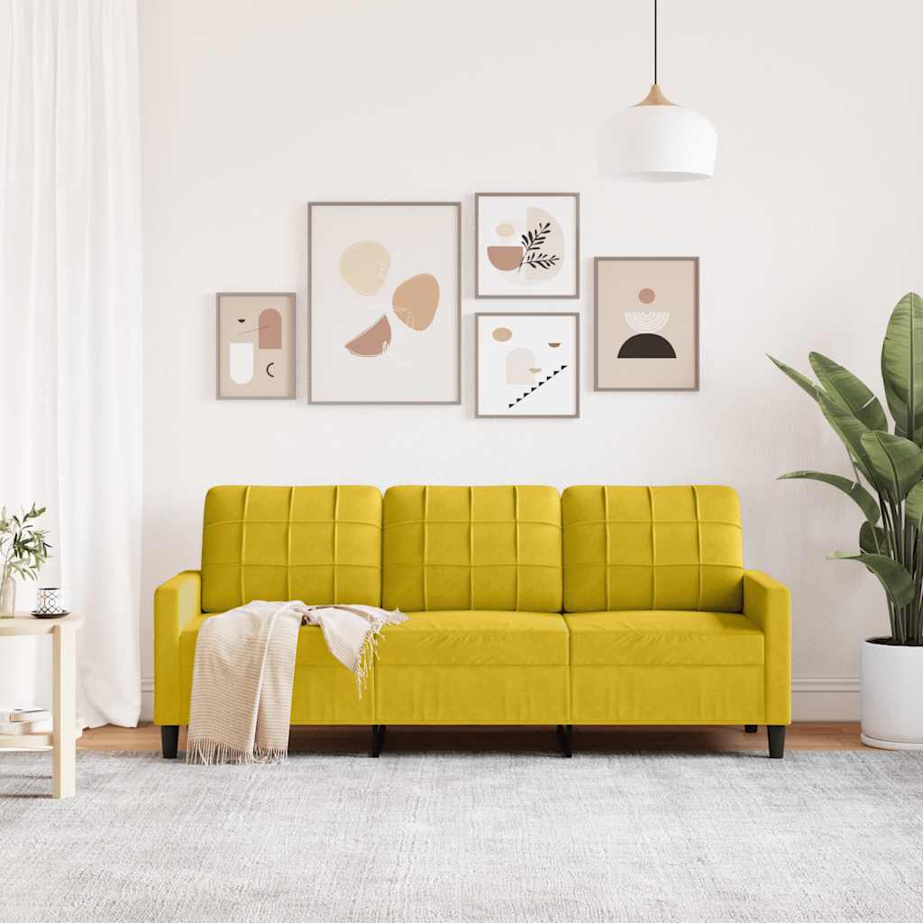 Vidaxl driezitsbank 180 cm fluweel geel