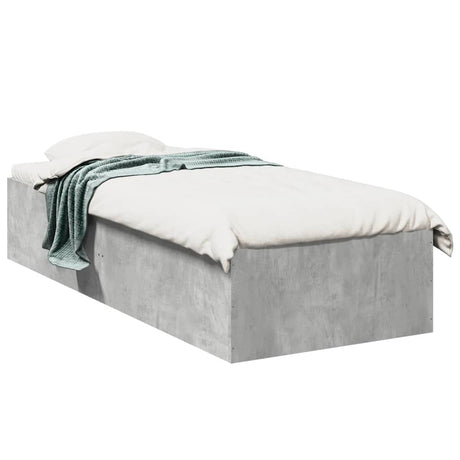 Vidaxl bedframe bewerkt hout betongrijs 75x190 cm
