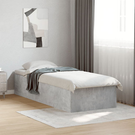 Vidaxl bedframe bewerkt hout betongrijs 75x190 cm