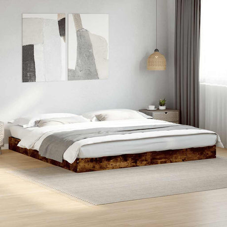 Vidaxl bedframe zonder matras hout gerookt eikenkleurig 180x200 cm