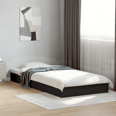 Vidaxl bedframe bewerkt hout zwart 75x190 cm