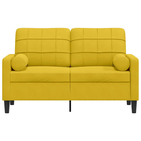 Vidaxl tweezitsbank met sierkussens 120 cm fluweel geel