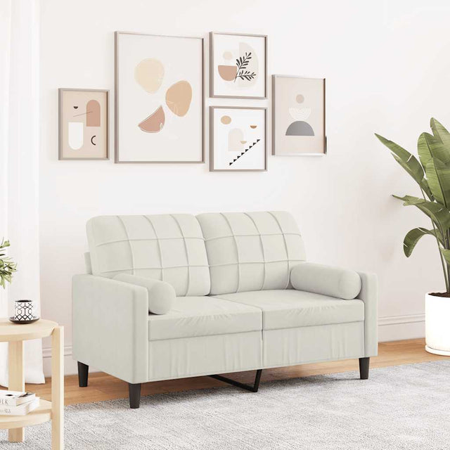 Vidaxl tweezitsbank met sierkussens 120 cm fluweel crèmekleurig