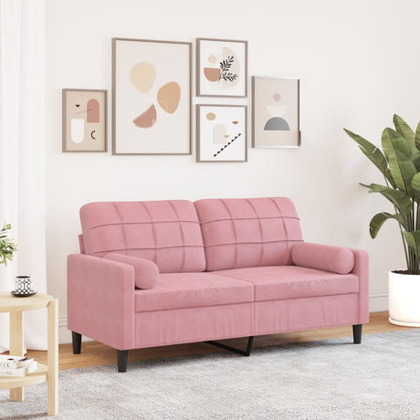 Vidaxl tweezitsbank met sierkussens 140 cm fluweel roze