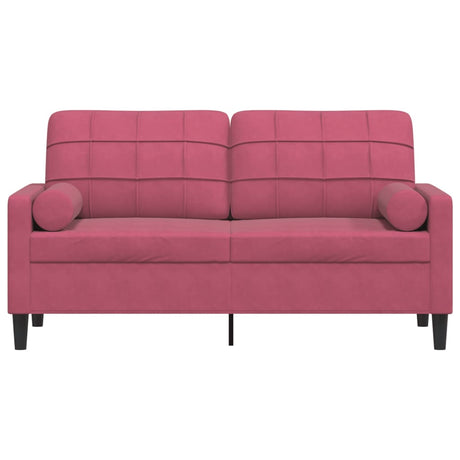Vidaxl tweezitsbank met sierkussens 140 cm fluweel wijnrood