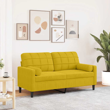 Vidaxl tweezitsbank met sierkussens 140 cm fluweel geel