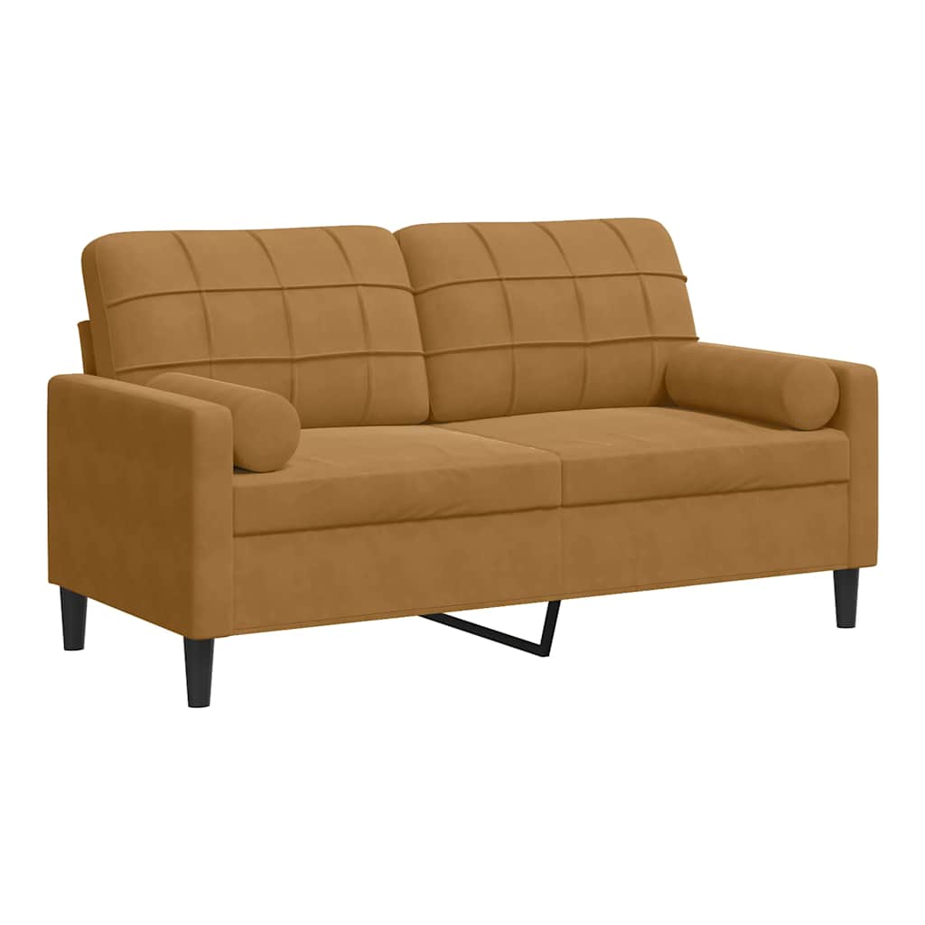 Vidaxl tweezitsbank met sierkussens 140 cm fluweel bruin