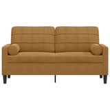 Vidaxl tweezitsbank met sierkussens 140 cm fluweel bruin