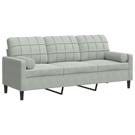 Vidaxl driezitsbank met sierkussens 180 cm fluweel lichtgrijs