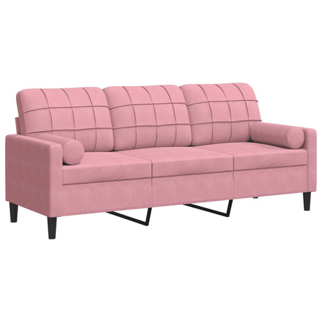 Vidaxl driezitsbank met sierkussens 180 cm fluweel roze
