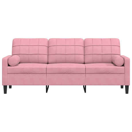 Vidaxl driezitsbank met sierkussens 180 cm fluweel roze