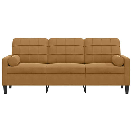 Vidaxl driezitsbank met sierkussens 180 cm fluweel bruin