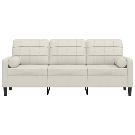 Vidaxl driezitsbank met sierkussens 180 cm fluweel crèmekleurig