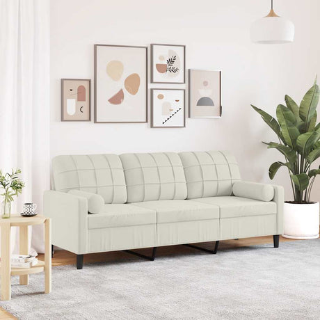 Vidaxl driezitsbank met sierkussens 180 cm fluweel crèmekleurig