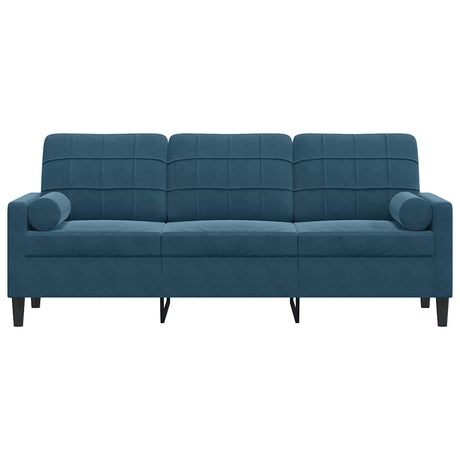 Vidaxl driezitsbank met sierkussens 180 cm fluweel blauw