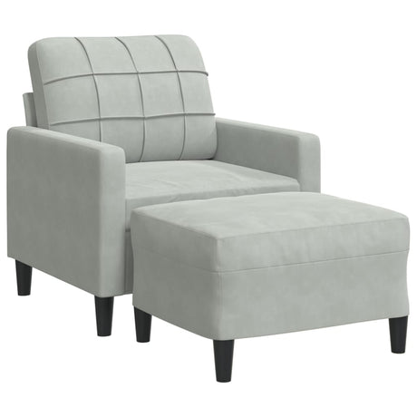 Vidaxl fauteuil met voetenbank 60 cm fluweel lichtgrijs
