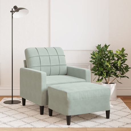 Vidaxl fauteuil met voetenbank 60 cm fluweel lichtgrijs