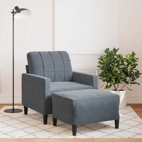 Vidaxl fauteuil met voetenbank 60 cm fluweel donkergrijs