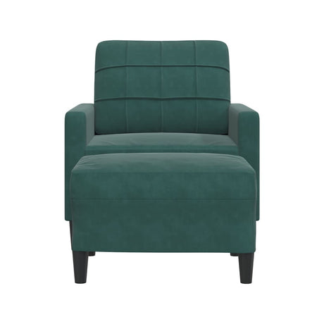 Vidaxl fauteuil met voetenbank 60 cm fluweel donkergroen