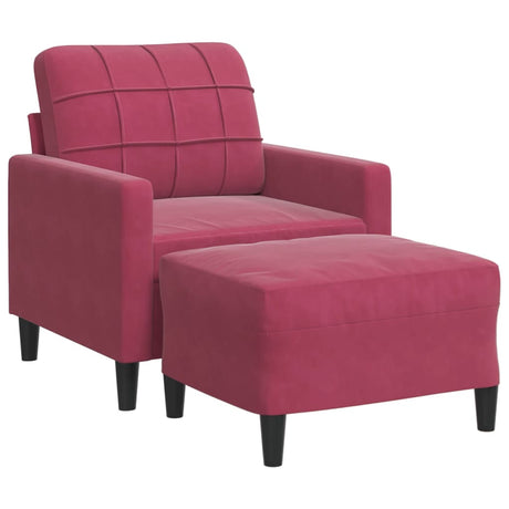 Vidaxl fauteuil met voetenbank 60 cm fluweel wijnrood