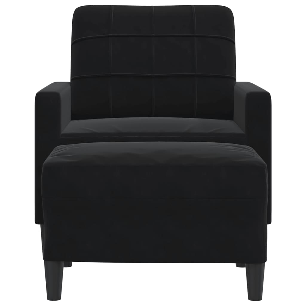Vidaxl fauteuil met voetenbank 60 cm fluweel zwart