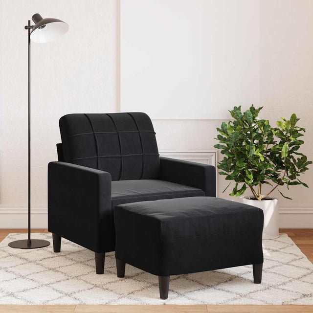 Vidaxl fauteuil met voetenbank 60 cm fluweel zwart