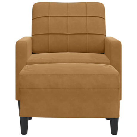 Vidaxl fauteuil met voetenbank 60 cm fluweel bruin