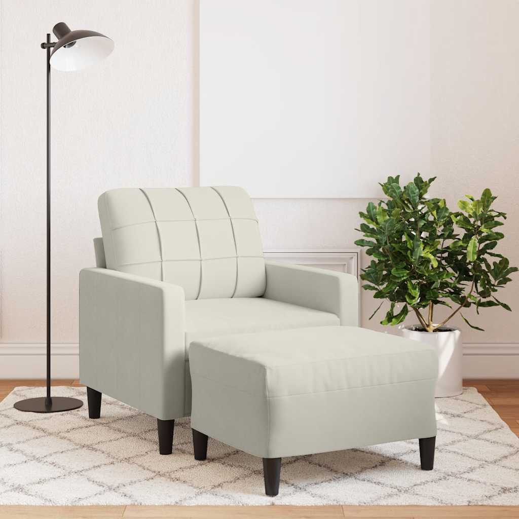 Vidaxl fauteuil met voetenbank 60 cm fluweel crèmekleurig