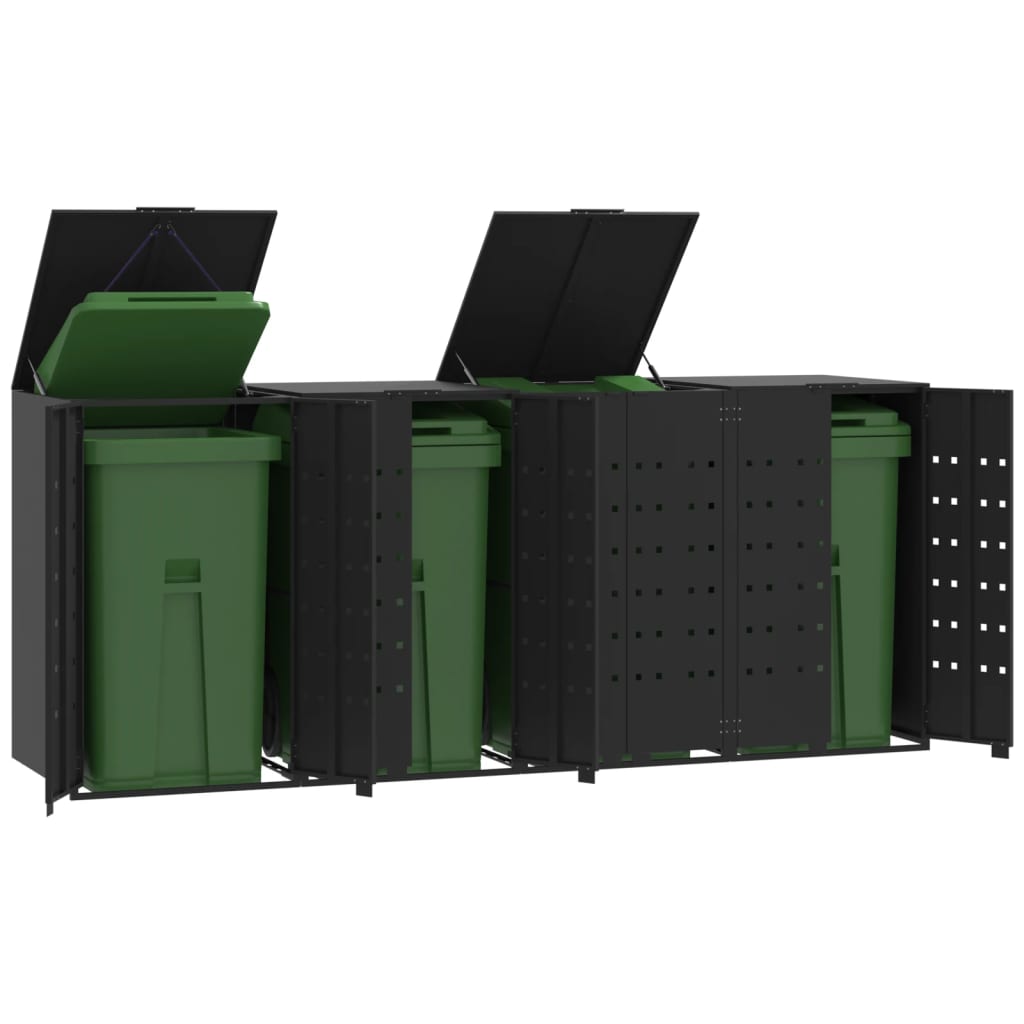 VidaXL Containeraufbewahrung für 4 Container 276x79x117 cm schwarzer Stahl