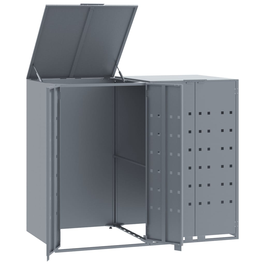 VidaXL Containeraufbewahrung für 2 Container 138x79x117 cm grauer Stahl