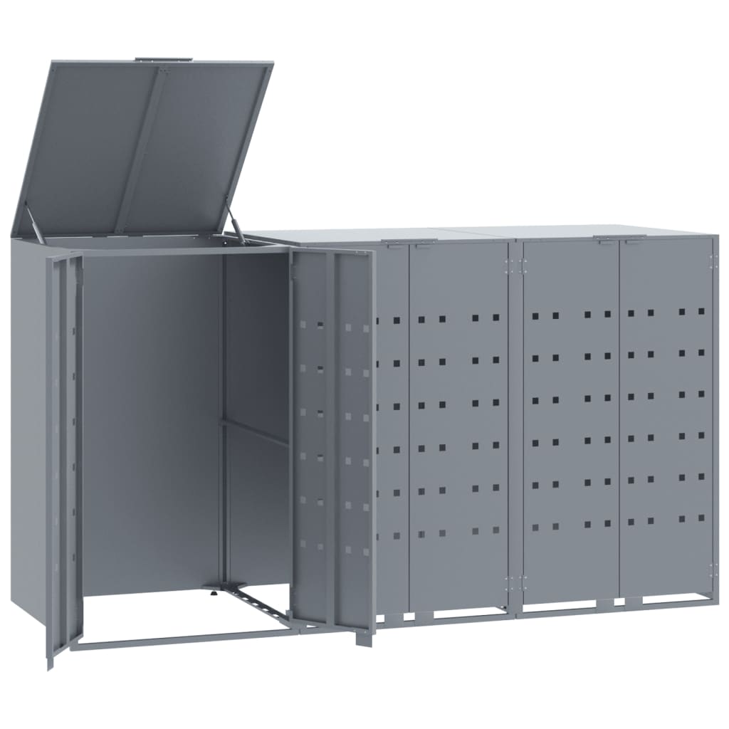 VidaXL Containeraufbewahrung für 3 Container 207x79x117 cm grauer Stahl