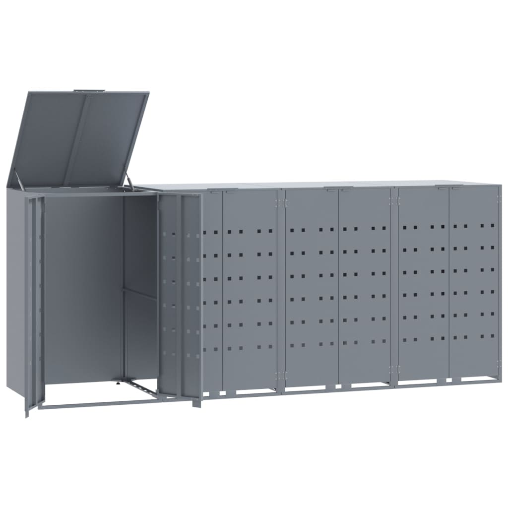 VidaXL Containeraufbewahrung für 4 Container 276x79x117 cm grauer Stahl