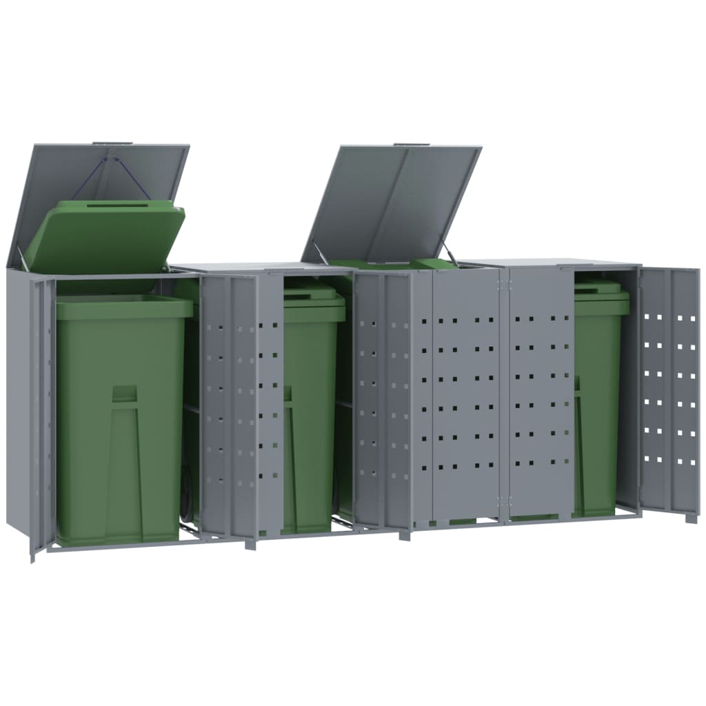 VidaXL Containeraufbewahrung für 4 Container 276x79x117 cm grauer Stahl