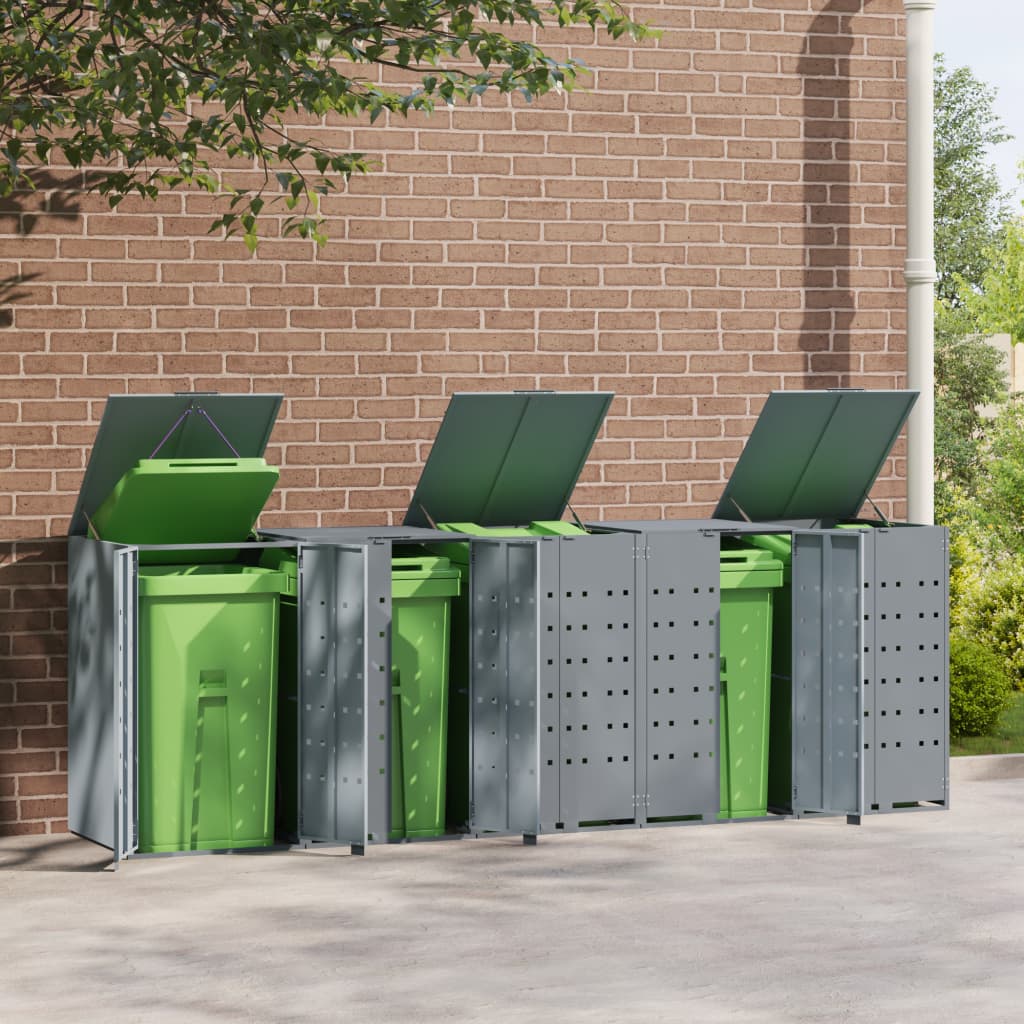 VidaXL Containeraufbewahrung für 5 Container 345x79x117 cm grauer Stahl