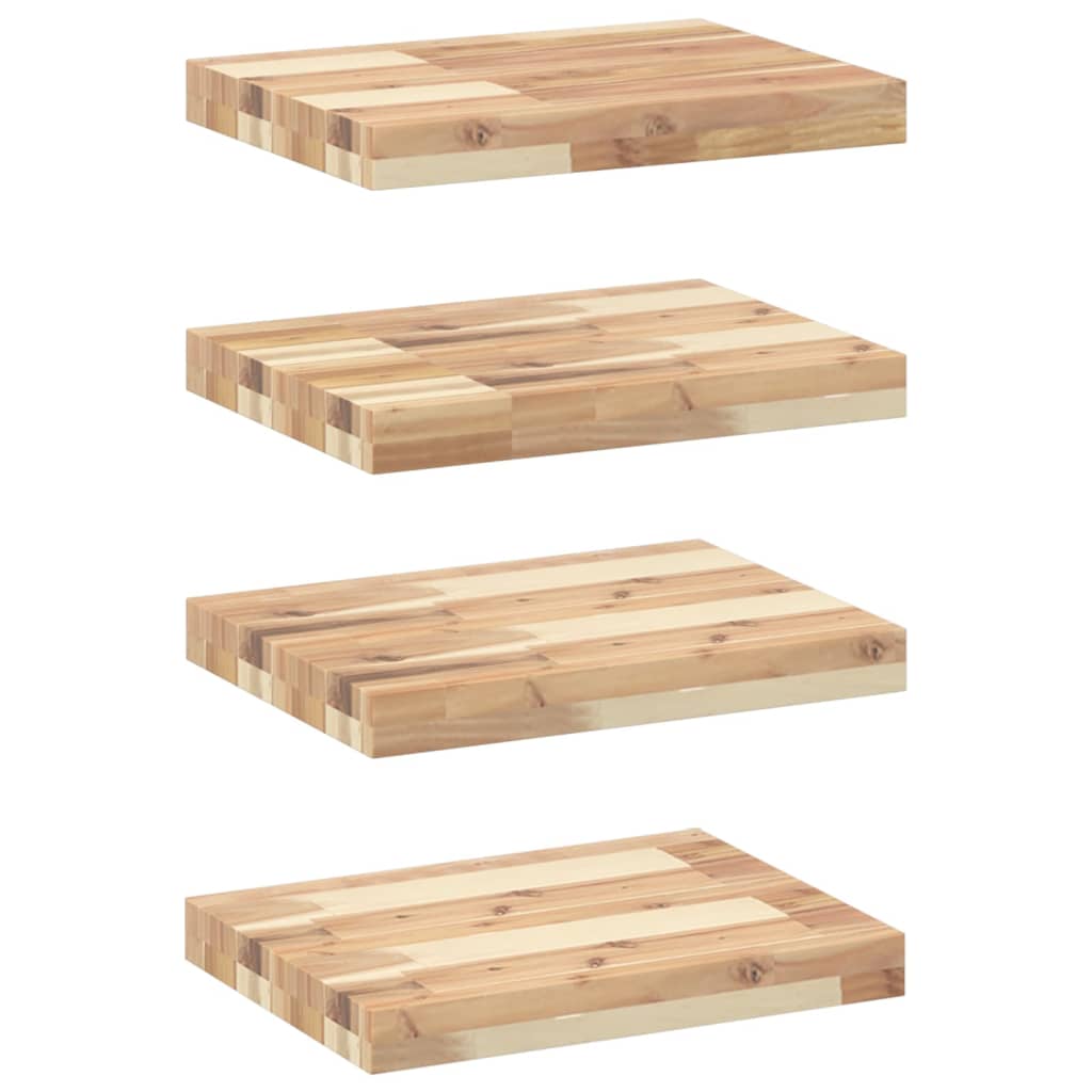 Vidaxl wandschappen 4 st zwevend 60x30x4 cm onbehandeld acaciahout