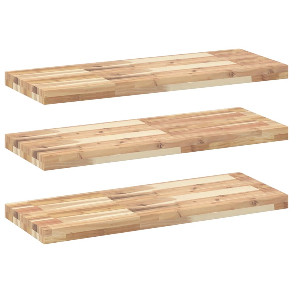 Vidaxl wandschappen 3 st zwevend 80x30x4 cm onbehandeld acaciahout