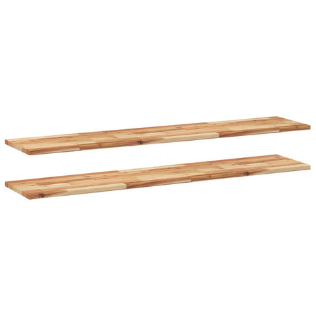Vidaxl wandschappen 2 st zwevend olieafwerking 120x30x2 cm acaciahout