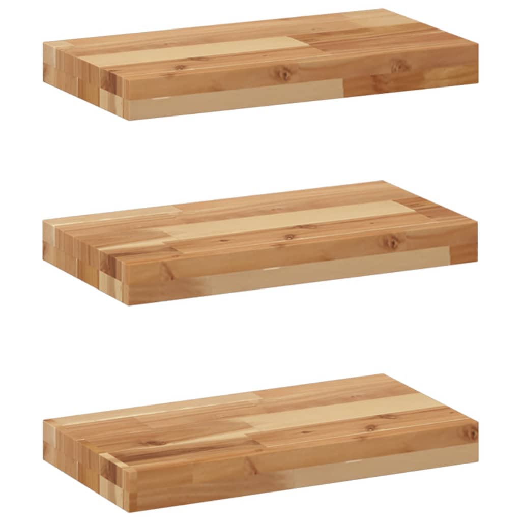 Vidaxl wandschappen 3 st zwevend olieafwerking 40x20x4 cm acaciahout