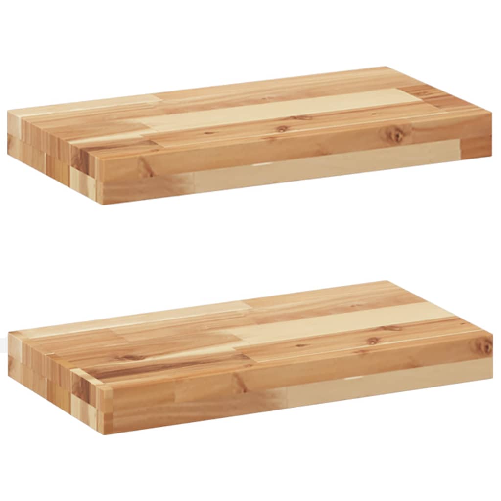 Vidaxl wandschappen 2 st zwevend olieafwerking 60x20x4 cm acaciahout
