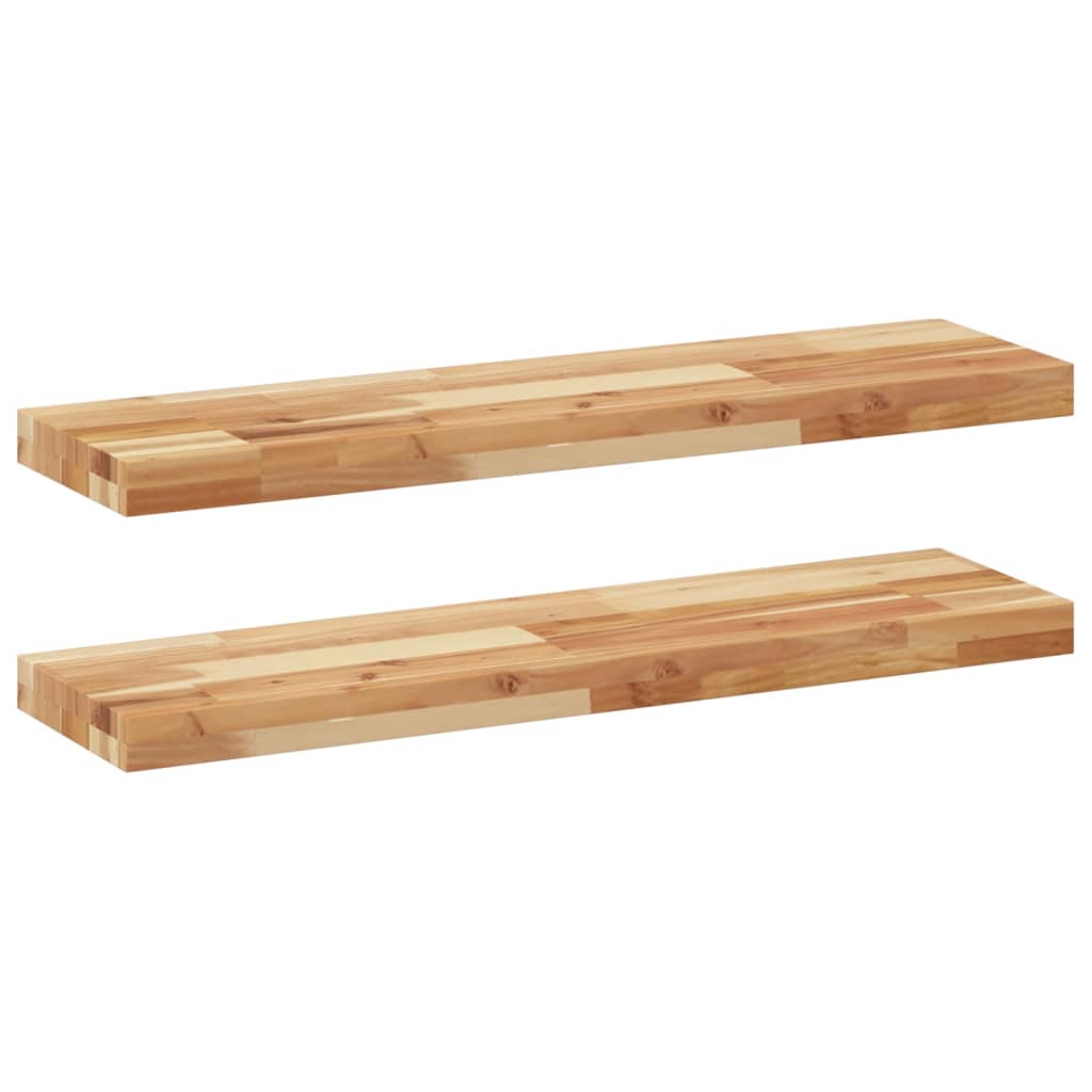 Vidaxl wandschappen 2 st zwevend olieafwerking 80x20x4 cm acaciahout