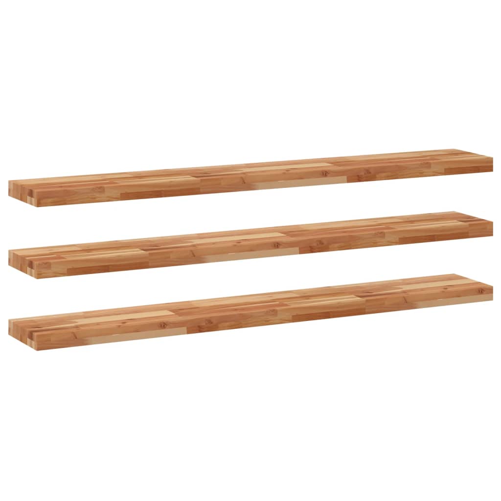 Vidaxl wandschappen 3 st zwevend olieafwerking 120x20x4 cm acaciahout