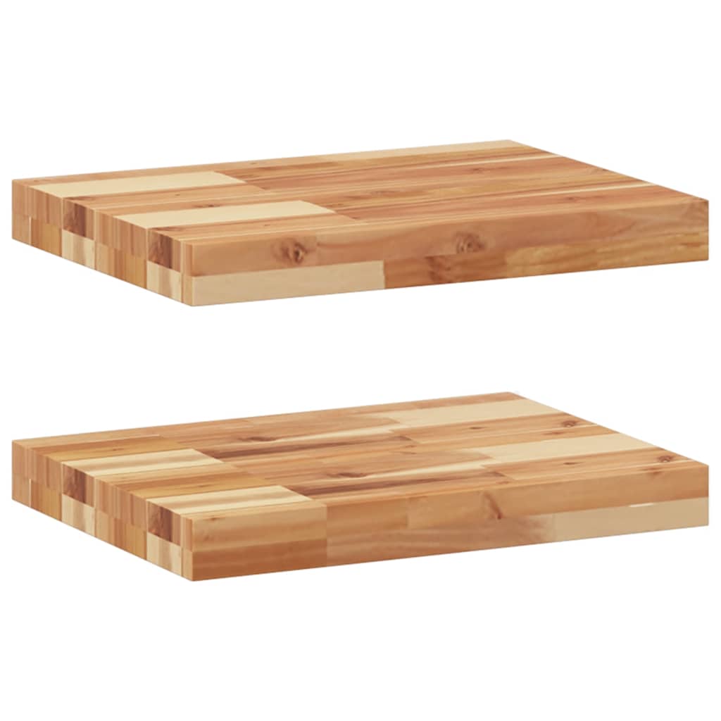 Vidaxl wandschappen 2 st zwevend olieafwerking 40x30x4 cm acaciahout