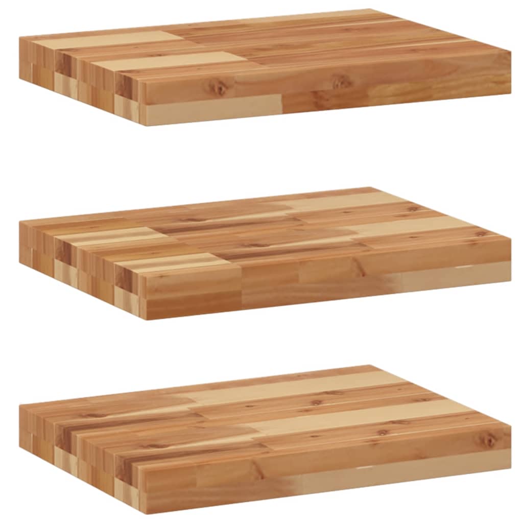 Vidaxl wandschappen 3 st zwevend olieafwerking 60x30x4 cm acaciahout