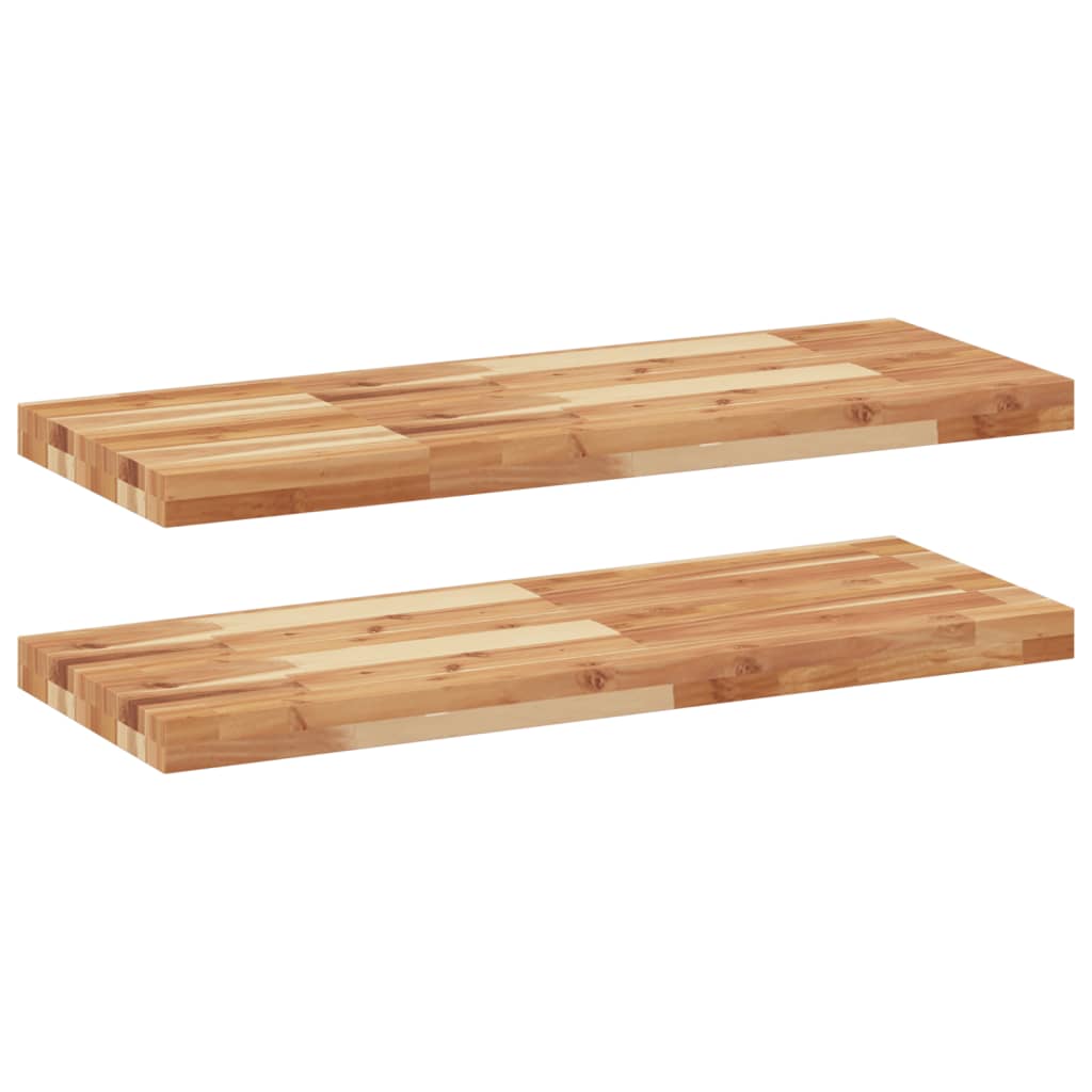 Vidaxl wandschappen 2 st zwevend olieafwerking 100x30x4 cm acaciahout