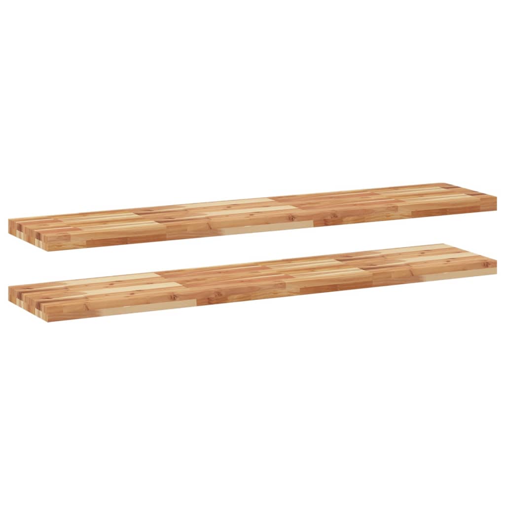 Vidaxl wandschappen 2 st zwevend olieafwerking 120x30x4 cm acaciahout