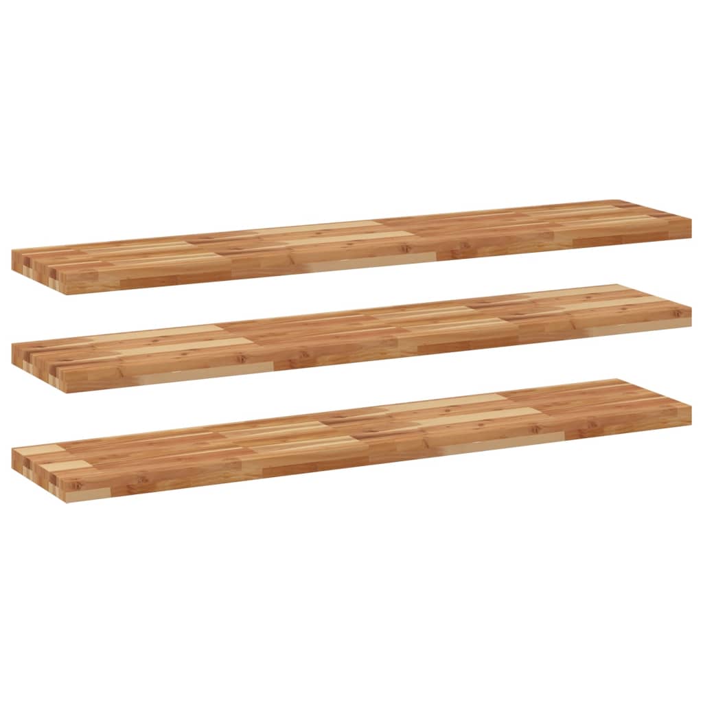 Vidaxl wandschappen 3 st zwevend olieafwerking 120x30x4 cm acaciahout