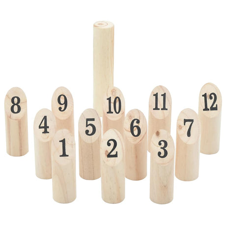 Vidaxx 13-teiliges Zahlen-Kubb-Spielset mit Tragetasche aus massivem Kiefernholz