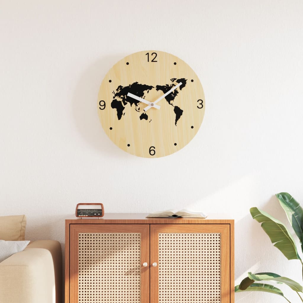 Vidaxx-Wanduhr ø30 cm aus handgefertigtem Holz in Gelb und Schwarz