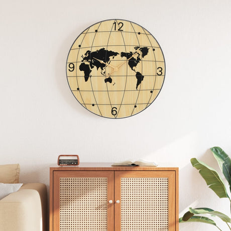 Vidaxxl-Wanduhr ø50 cm aus handgefertigtem Holz in Gelb und Schwarz